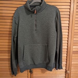 Women's quilted quarter zip sweater shirt XL medium grey long sleeve